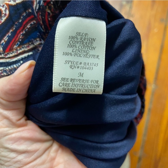 Blu Pepper Ladies Paisley Print Wide-Leg Pull On Pants Size M Navy Red Tassels - Picture 6 of 12